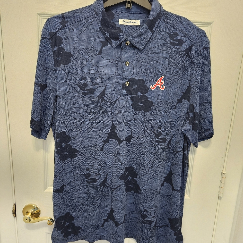 Tommy Bahama, Navy, Atlanta Braves B&T Miramar Blooms Sz XXL NWT